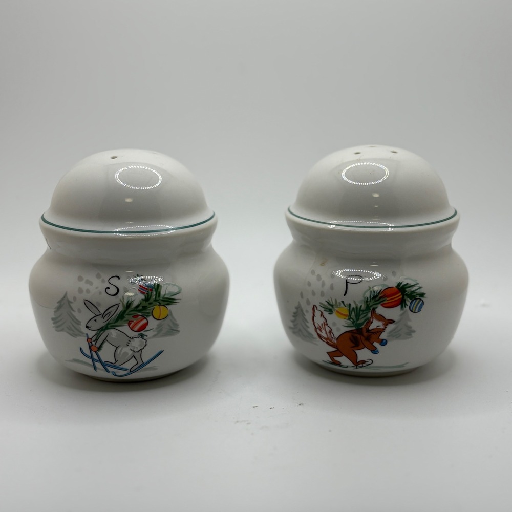 International Country‎ Christmas Salt Pepper Shakers Rabbit Fox Skater Ceramic